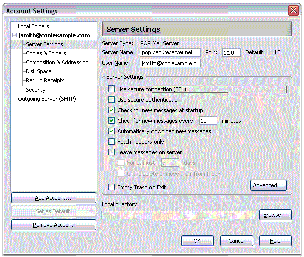 server settings